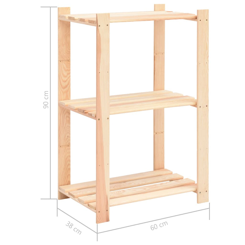 vidaXL 10 db 3-szintes tömör fenyőfa tárolópolc 150 kg 60 x 38 x 90 cm