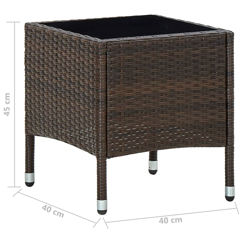 vidaXL barna polyrattan kerti asztal 40 x 40 x 45 cm