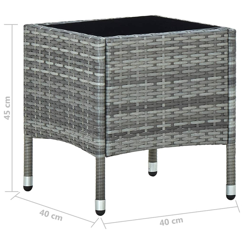 vidaXL szürke polyrattan kerti asztal 40 x 40 x 45 cm