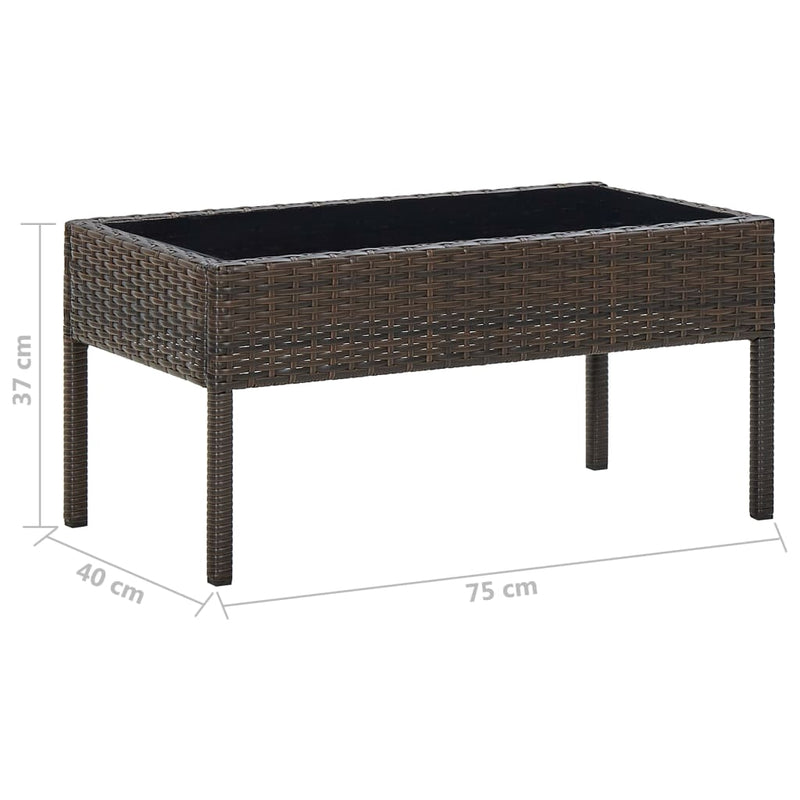 vidaXL barna polyrattan kerti asztal 75 x 40 x 37 cm