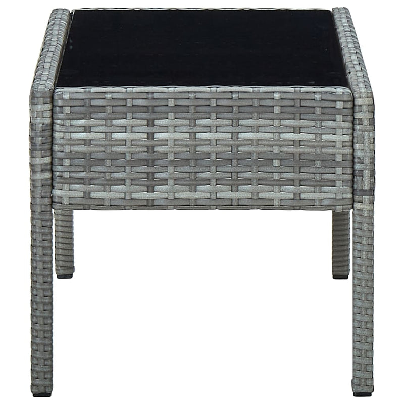 vidaXL szürke polyrattan kerti asztal 75 x 40 x 37 cm