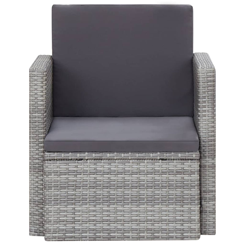 vidaXL szürke polyrattan kerti szék párnákkal