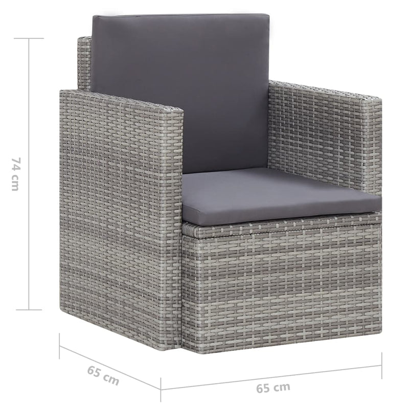 vidaXL szürke polyrattan kerti szék párnákkal
