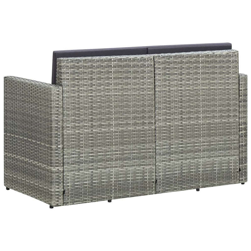 vidaXL szürke kétszemélyes polyrattan kerti kanapé párnákkal