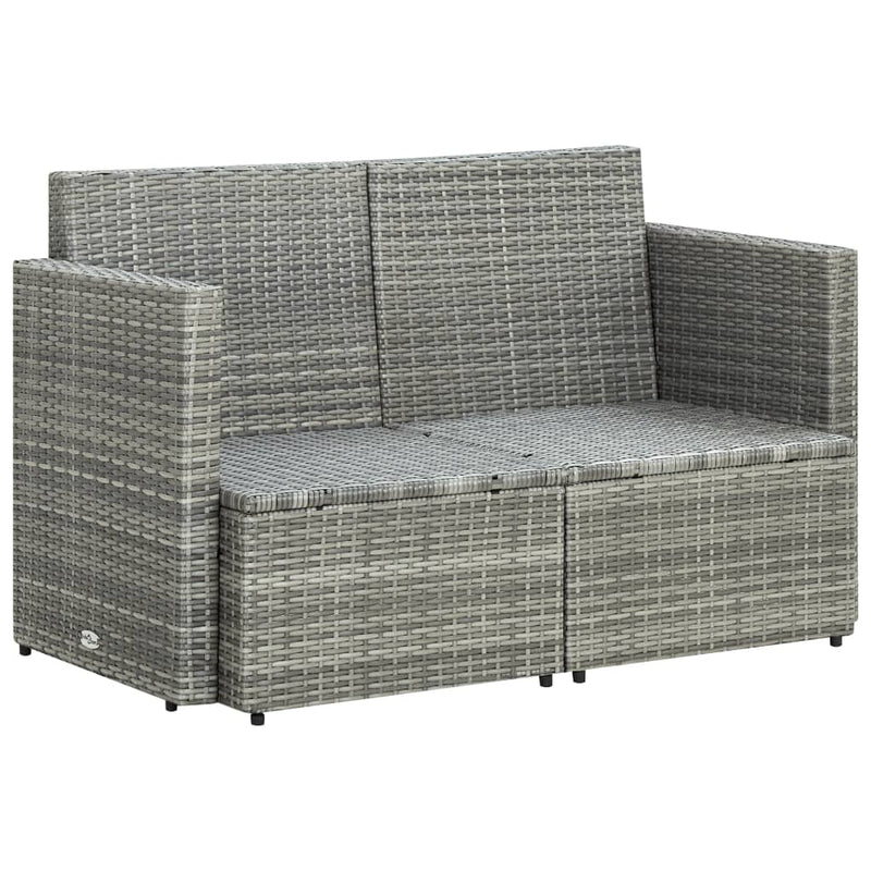 vidaXL szürke kétszemélyes polyrattan kerti kanapé párnákkal