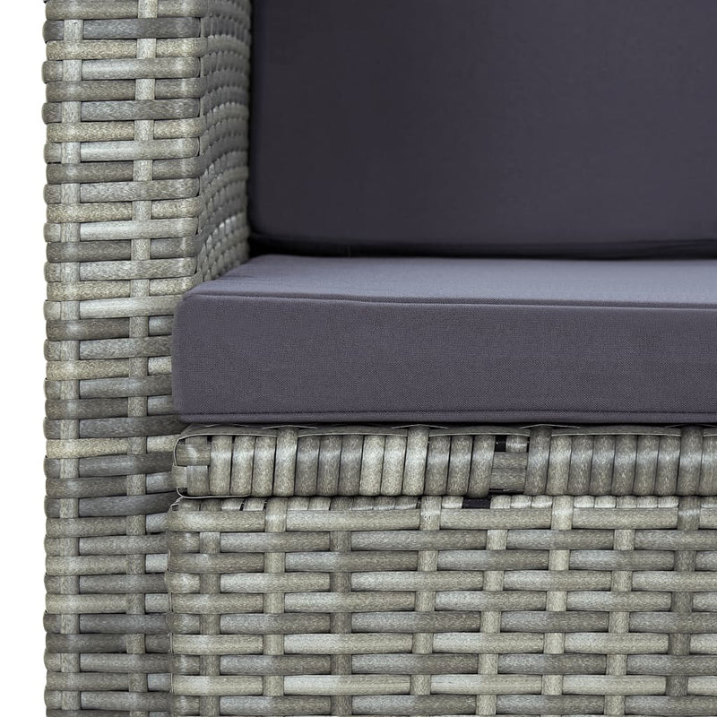 vidaXL szürke kétszemélyes polyrattan kerti kanapé párnákkal