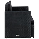 vidaXL fekete kétszemélyes polyrattan kerti kanapé párnákkal