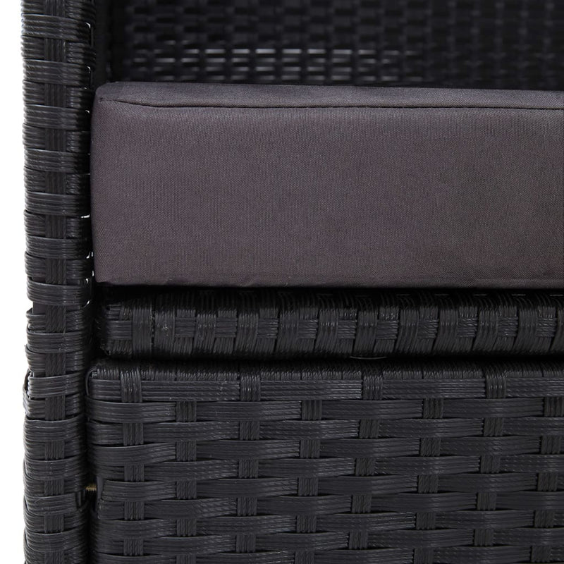 vidaXL fekete polyrattan kültéri kanapé napellenzővel