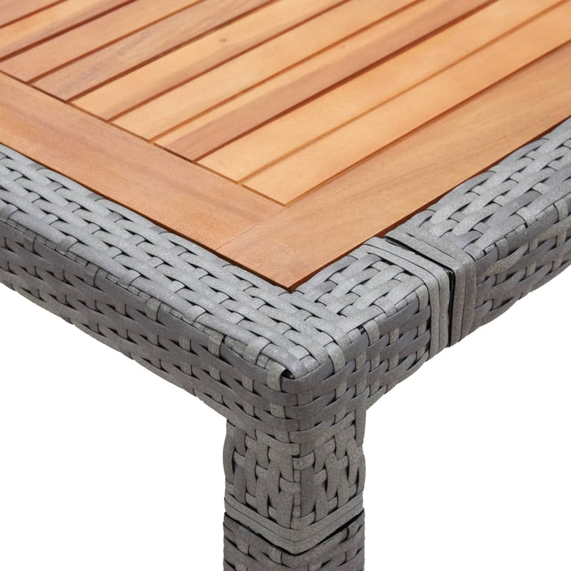 vidaXL szürke polyrattan és akácfa kerti asztal 200 x 150 x 74 cm