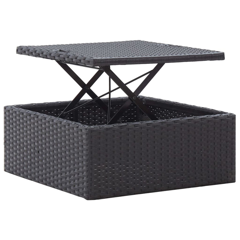 vidaXL fekete polyrattan kerti napozóágy tetővel