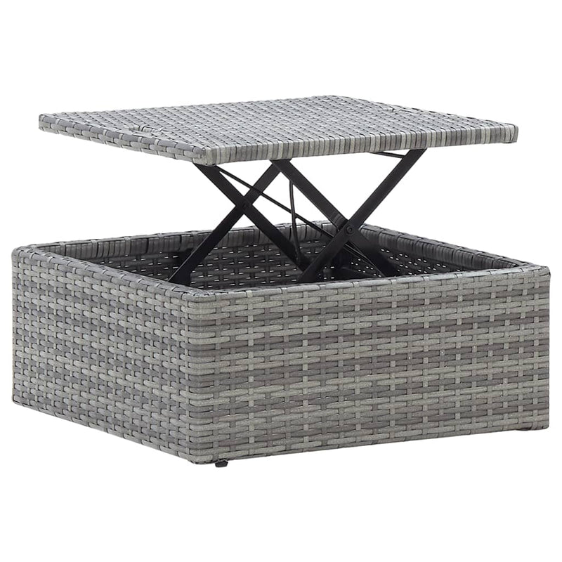 vidaXL szürke polyrattan kerti napozóágy tetővel