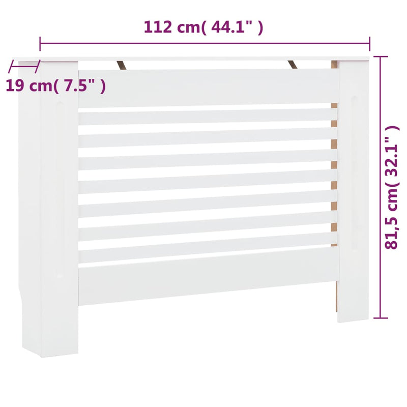 vidaXL 2 db fehér MDF radiátorburkolat 112 x 19 x 81,5 cm