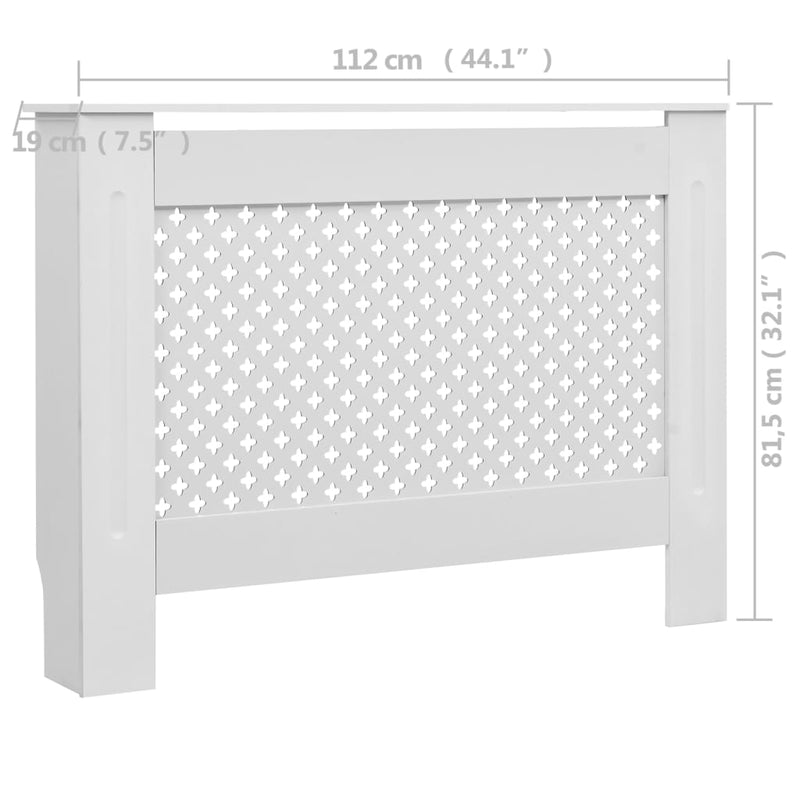 vidaXL 2 db fehér MDF radiátorburkolat 112 x 19 x 81,5 cm