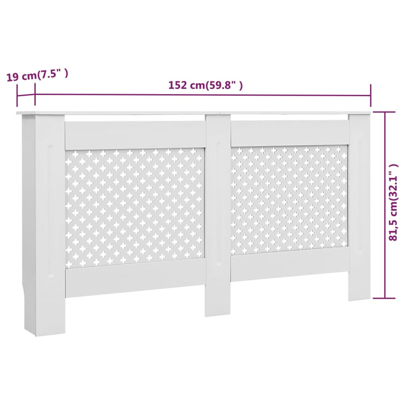 vidaXL 2 db fehér MDF radiátorburkolat 152 x 19 x 81,5 cm