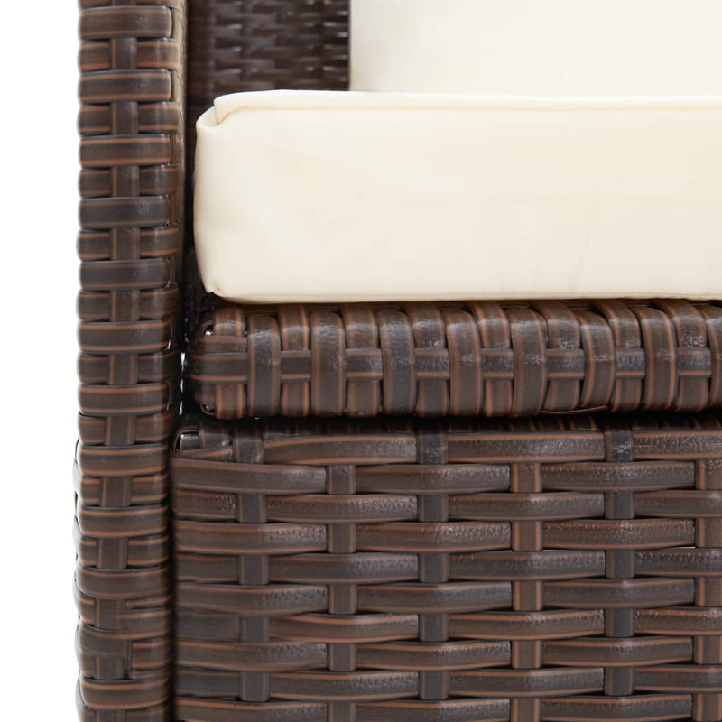 vidaXL barna polyrattan kerti ágy hát- és ülőpárnákkal