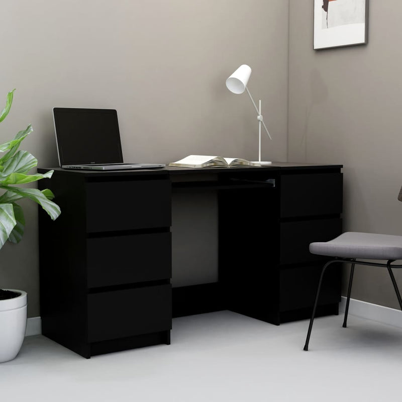 vidaXL fekete szerelt fa íróasztal 140 x 50 x 77 cm