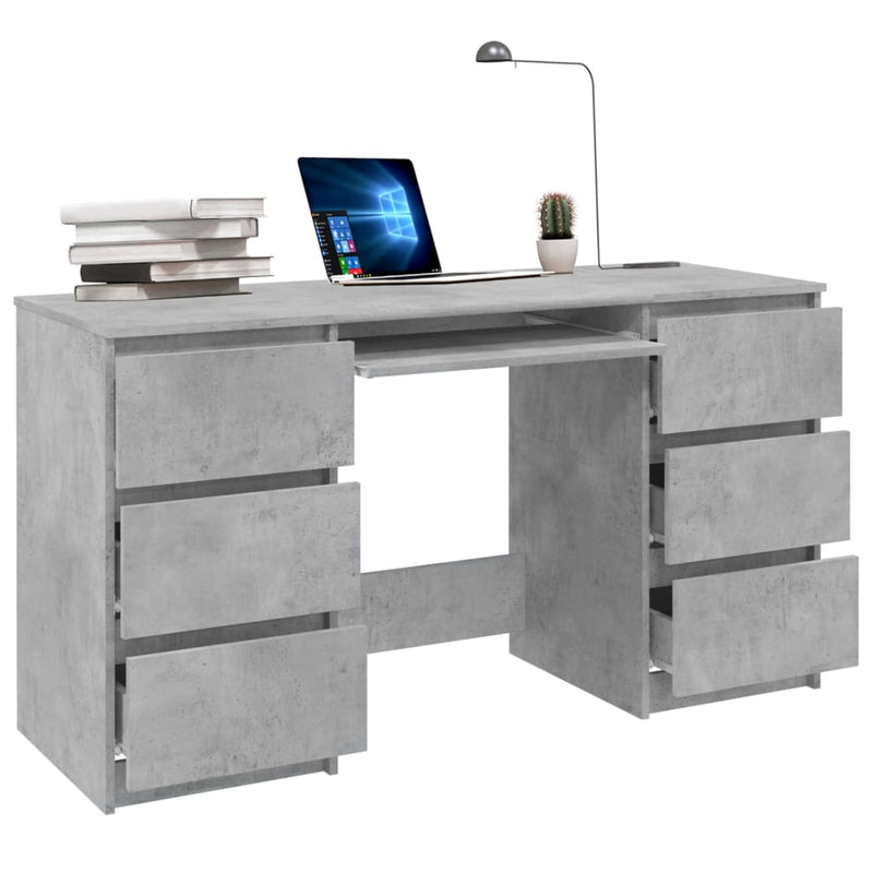vidaXL betonszürke szerelt fa íróasztal 140 x 50 x 77 cm