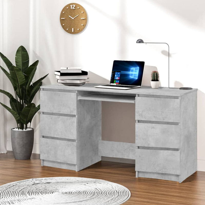 vidaXL betonszürke szerelt fa íróasztal 140 x 50 x 77 cm