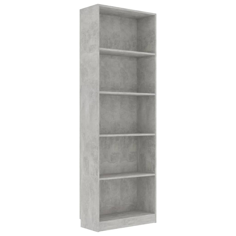 vidaXL 5-szintes betonszürke szerelt fa könyvszekrény 60 x 24 x 175 cm