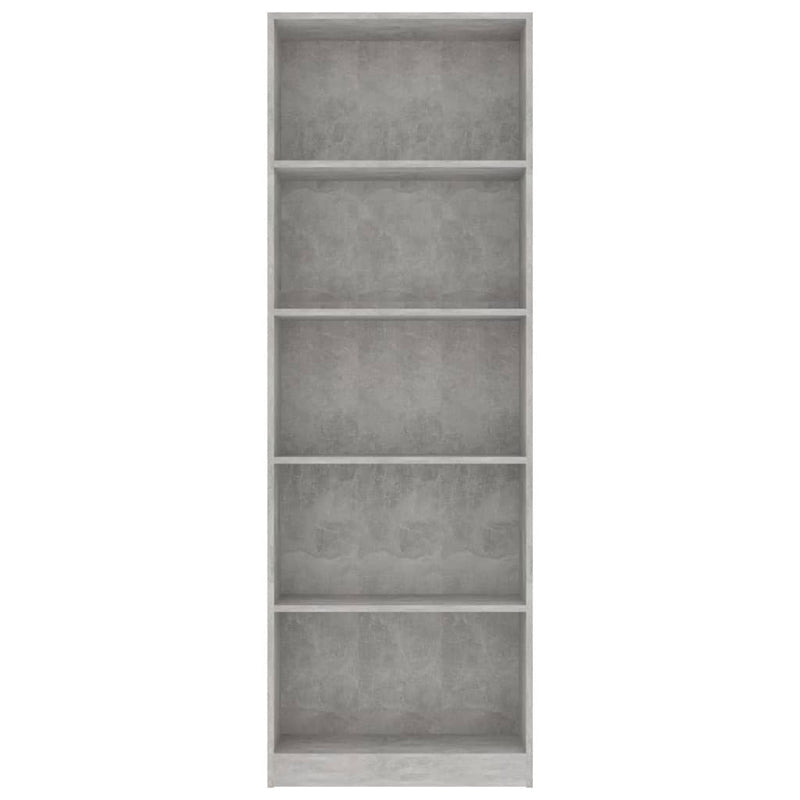 vidaXL 5-szintes betonszürke szerelt fa könyvszekrény 60 x 24 x 175 cm