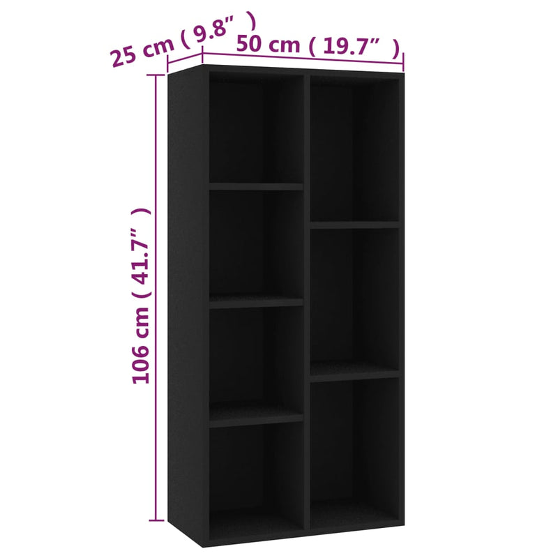 vidaXL fekete szerelt fa könyvszekrény 50 x 25 x 106 cm