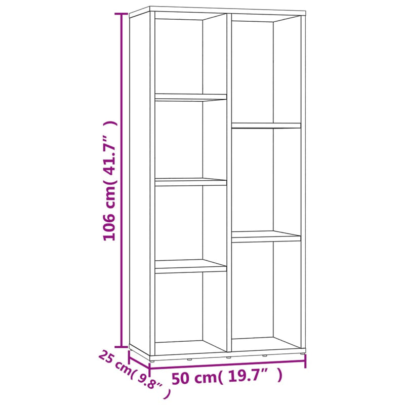 vidaXL sonoma tölgy színű szerelt fa könyvszekrény 50x25x106 cm
