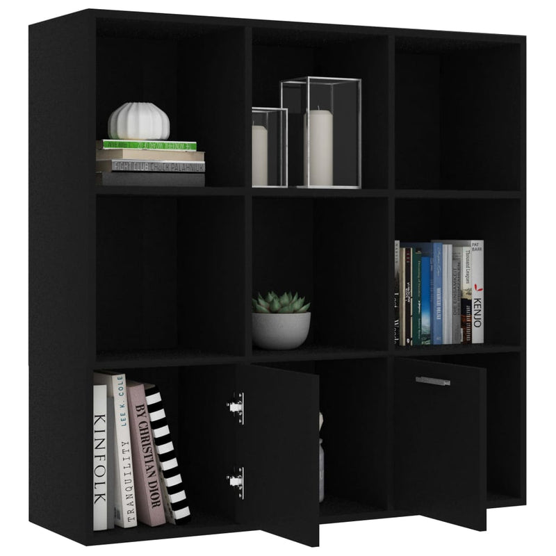 vidaXL fekete szerelt fa könyvszekrény 98 x 30 x 98 cm