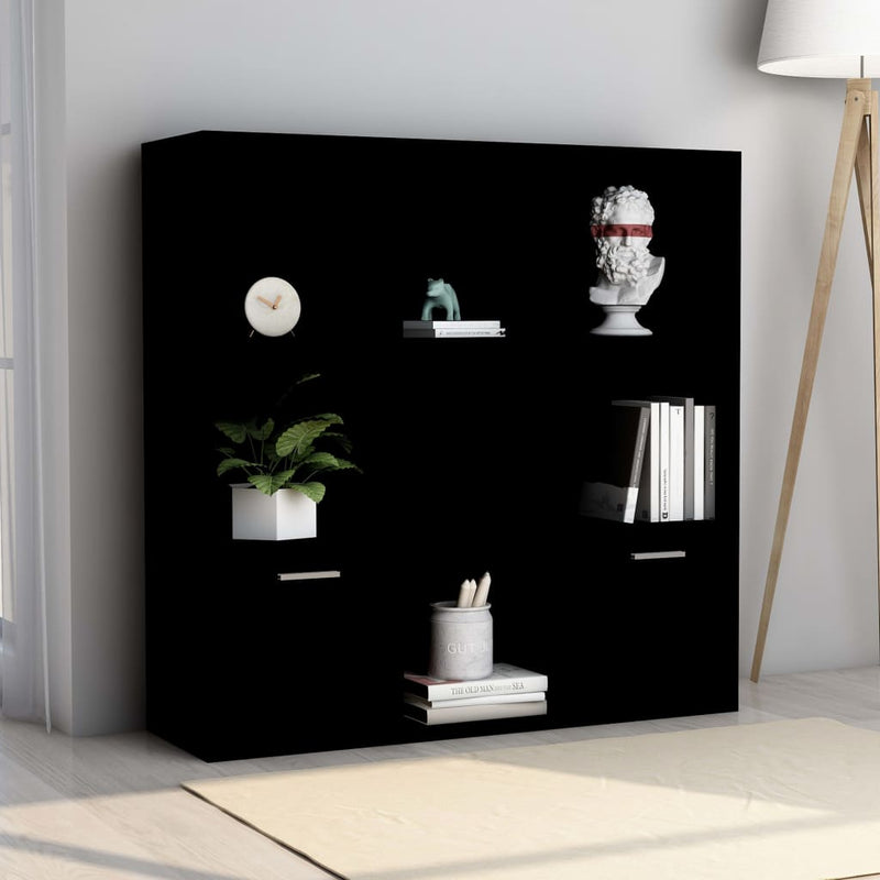 vidaXL fekete szerelt fa könyvszekrény 98 x 30 x 98 cm