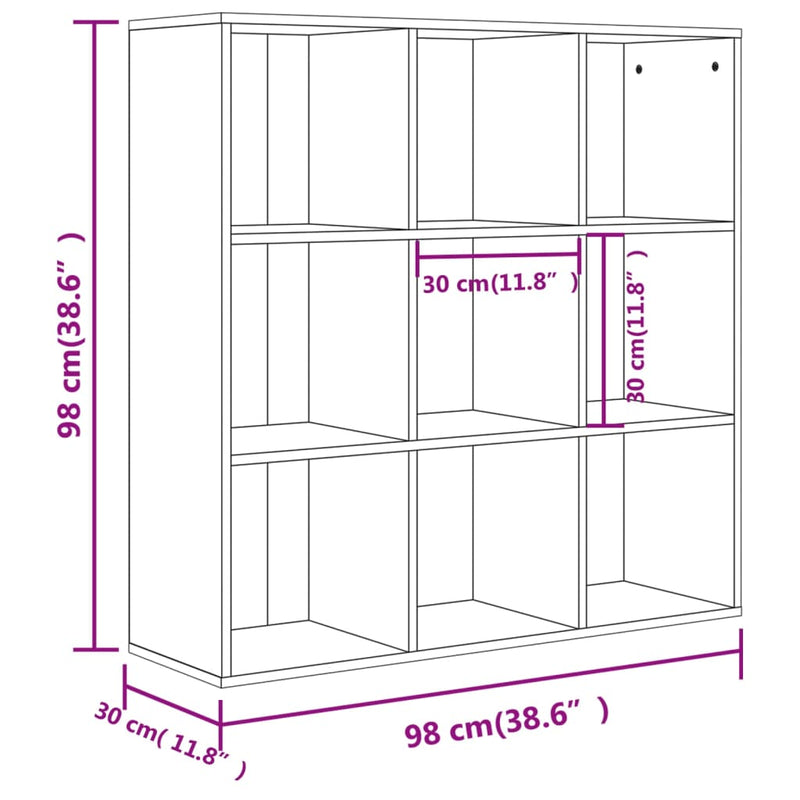 vidaXL betonszürke szerelt fa könyvszekrény 98 x 29 x 97,5 cm