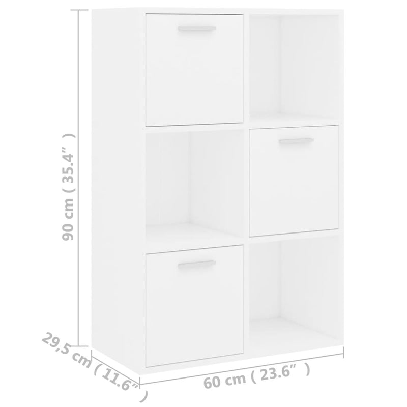 vidaXL fehér szerelt fa tárolószekrény 60 x 29,5 x 90 cm