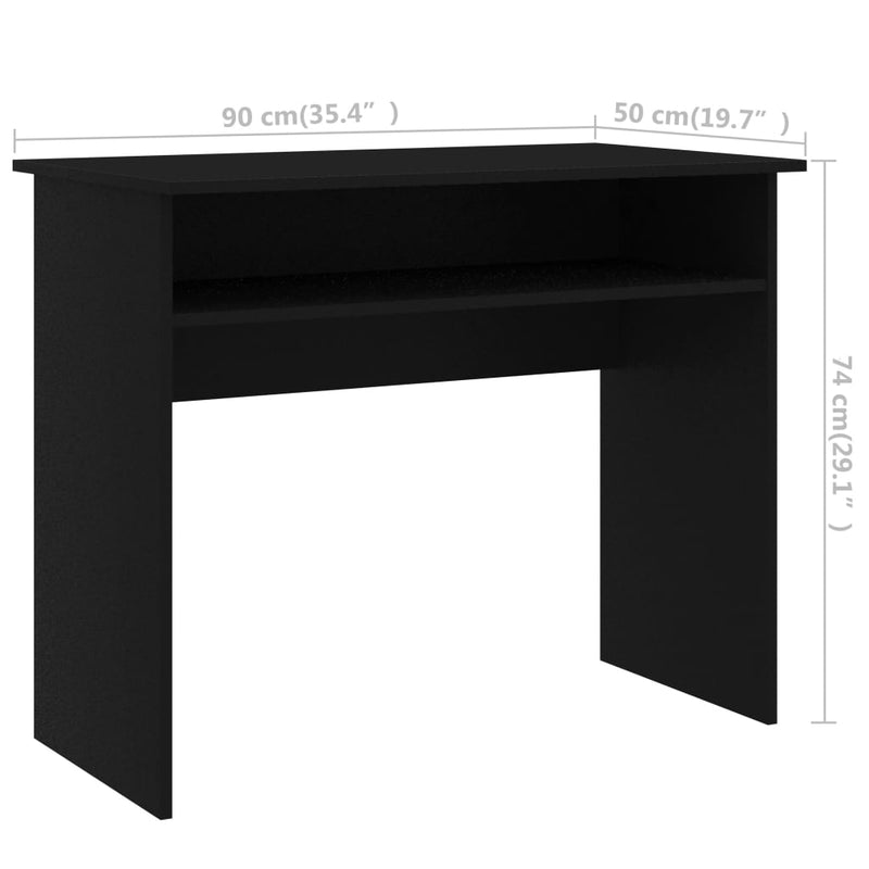 vidaXL fekete szerelt fa íróasztal 90 x 50 x 74 cm