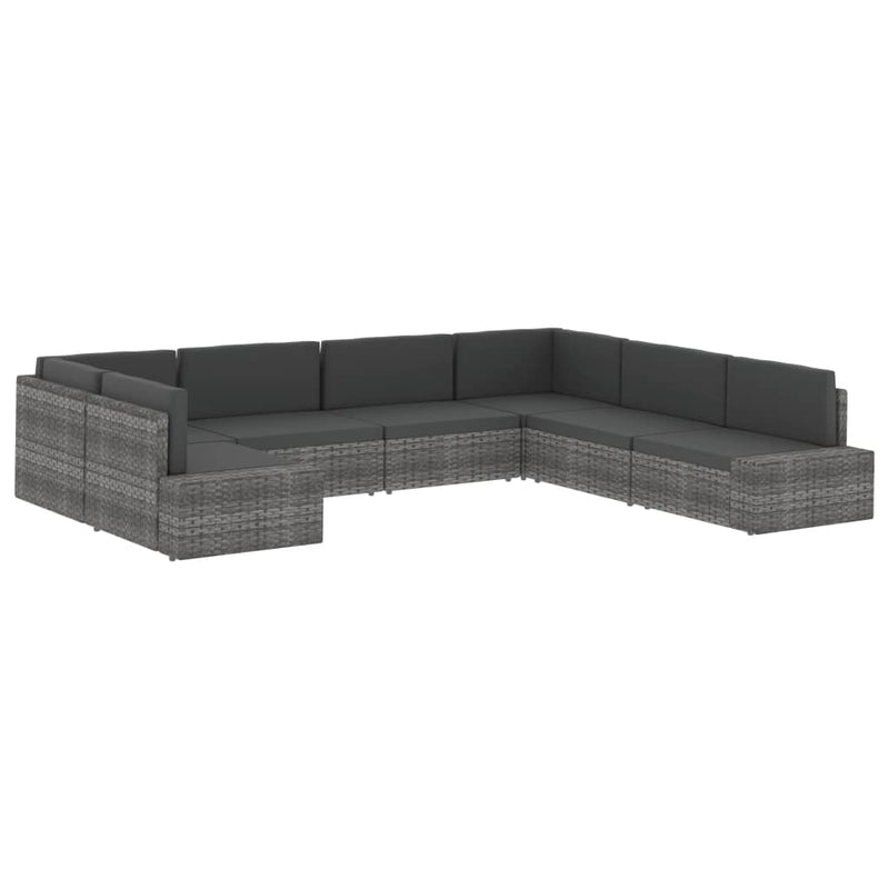 vidaXL 2 személyes fekete elemes polyrattan kanapé