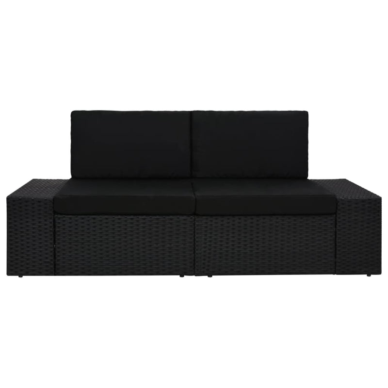 vidaXL 2 személyes fekete elemes polyrattan kanapé