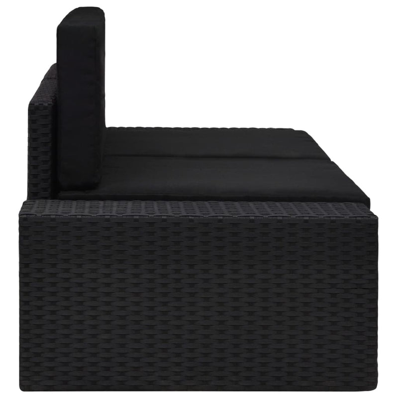 vidaXL 2 személyes fekete elemes polyrattan kanapé