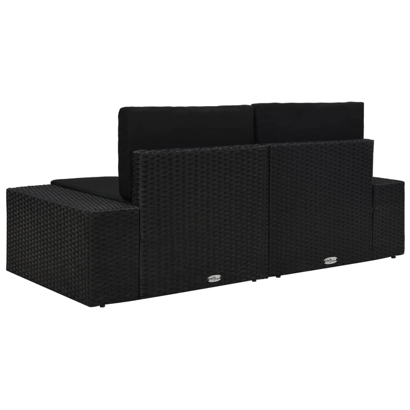 vidaXL 2 személyes fekete elemes polyrattan kanapé