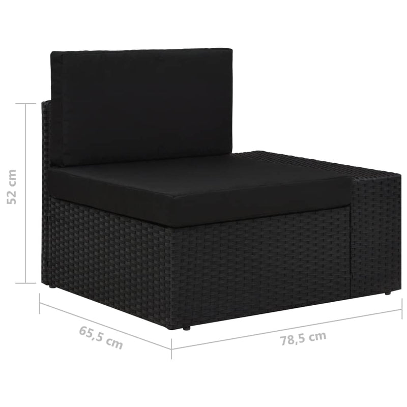 vidaXL 2 személyes fekete elemes polyrattan kanapé