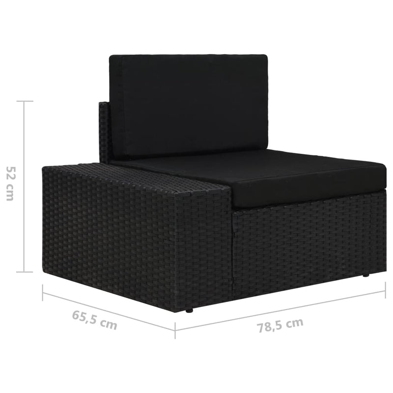 vidaXL 2 személyes fekete elemes polyrattan kanapé