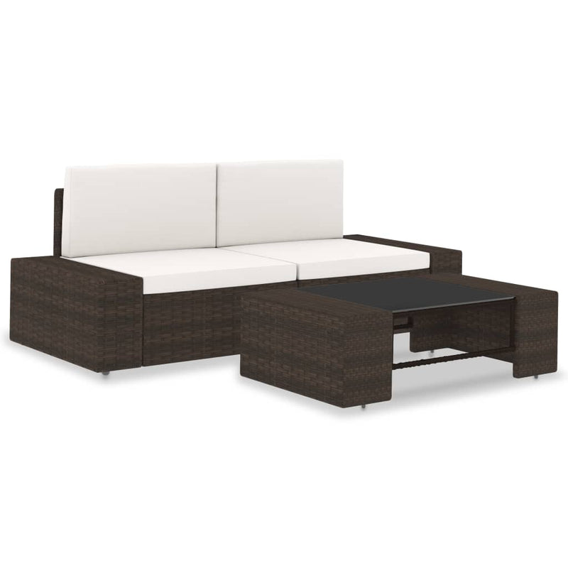 vidaXL 3 részes barna polyrattan kerti ülőgarnitúra