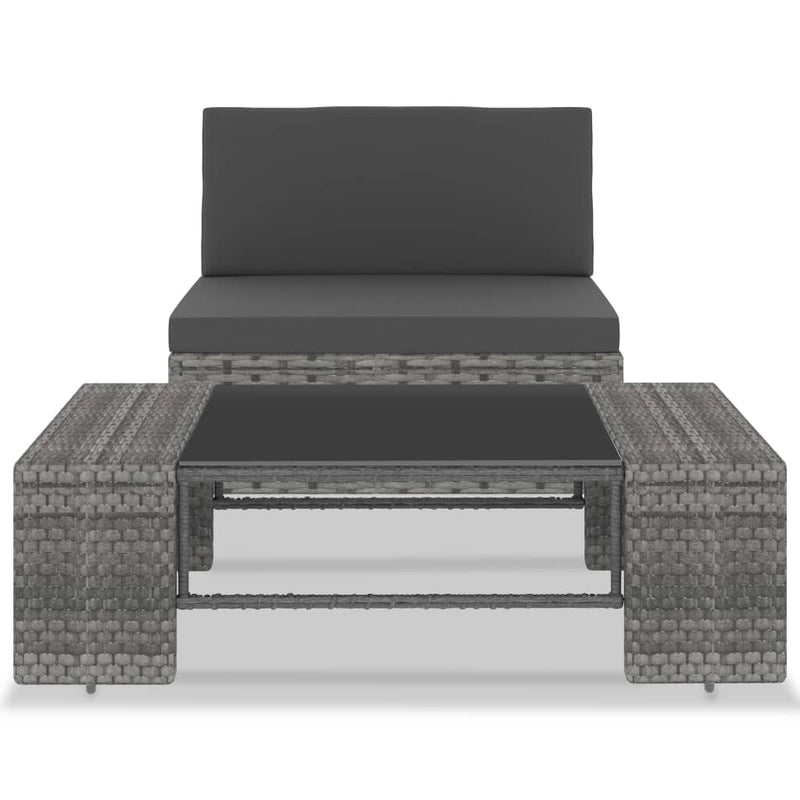 vidaXL 2 részes szürke polyrattan kerti ülőgarnitúra