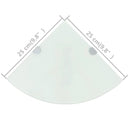 vidaXL 2 db fehér üveg sarokpolc krómtartóval 25 x 25 cm