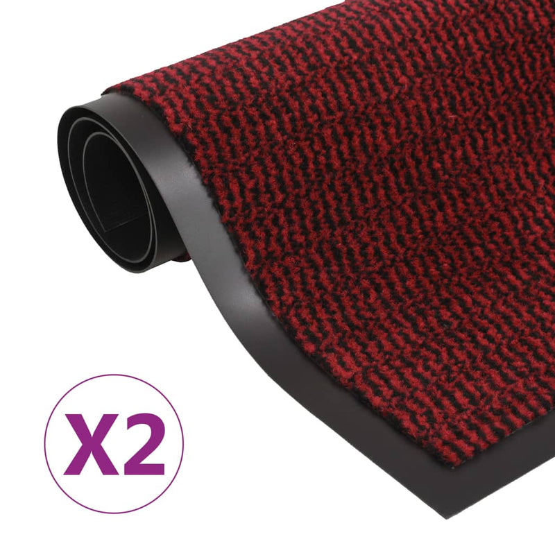 vidaXL 2 db piros négyszögletes bolyhos szennyfogó szőnyeg 90 x 150 cm