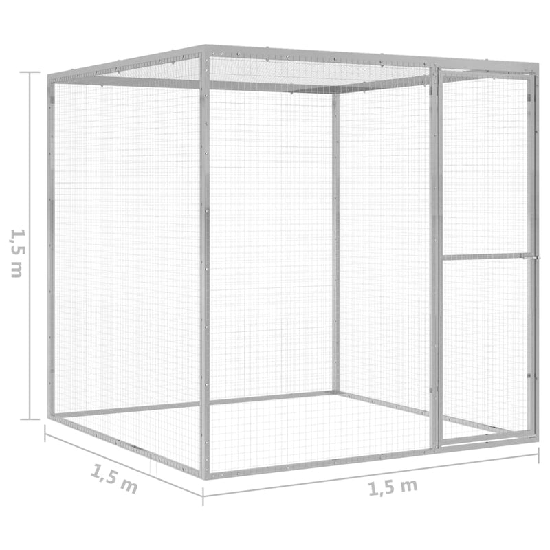 vidaXL horganyzott acél macskaketrec 1,5 x 1,5 x 1,5 m
