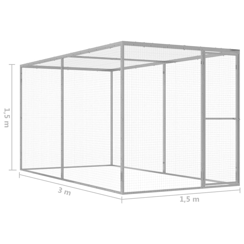 vidaXL horganyzott acél macskaketrec 3 x 1,5 x 1,5 m