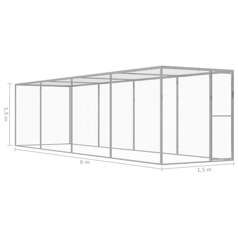 vidaXL horganyzott acél macskaketrec 6 x 1,5 x 1,5 m