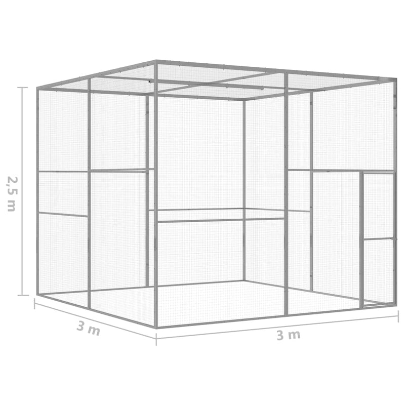 vidaXL horganyzott acél macskaketrec 3 x 3 x 2,5 m