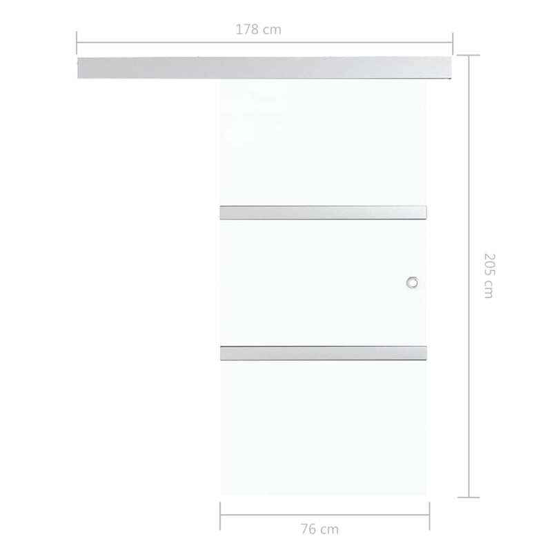 vidaXL ezüst ESG üveg és alumínium tolóajtó puha ütközőkkel 76x205 cm