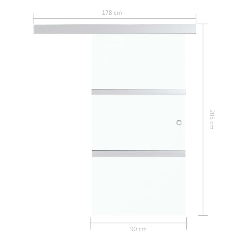 vidaXL ezüst ESG üveg és alumínium tolóajtó puha ütközőkkel 90x205 cm