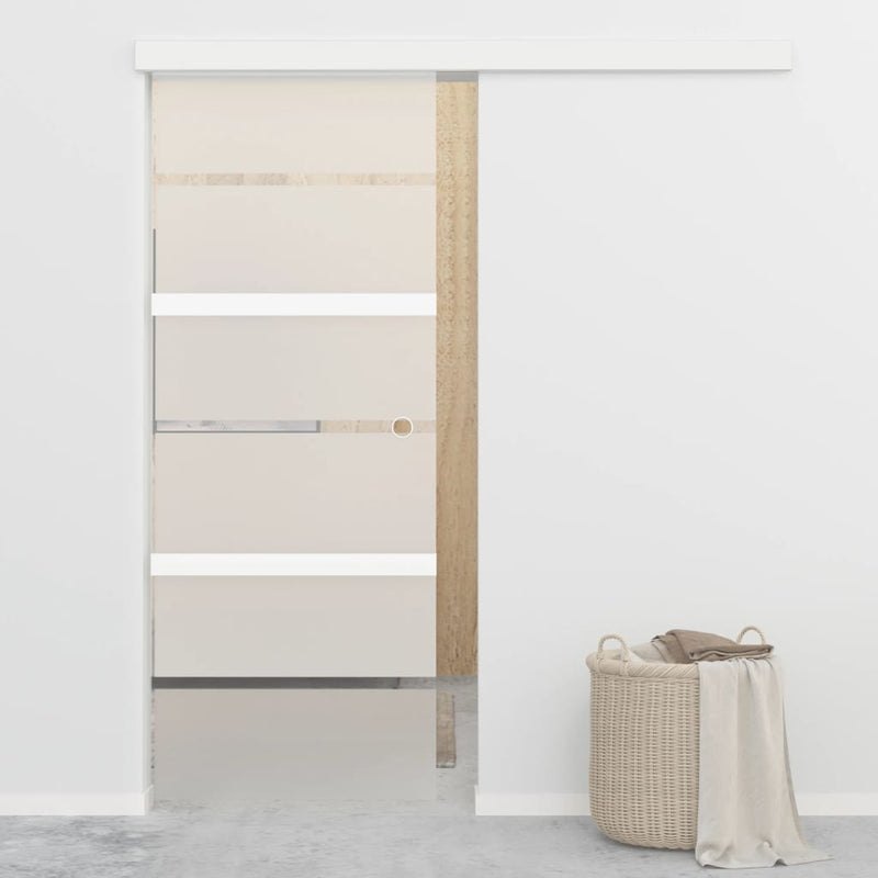 vidaXL ezüstszínű ESG üveg és alumínium tolóajtó 76 x 205 cm