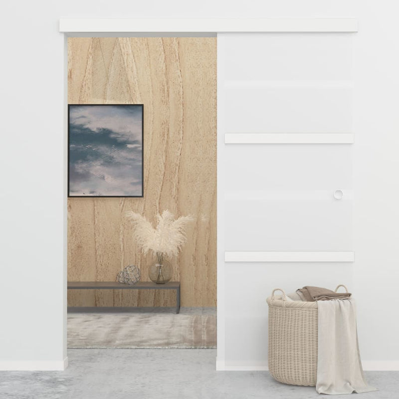 vidaXL ezüst ESG üveg és alumínium tolóajtó puha ütközőkkel 76x205 cm