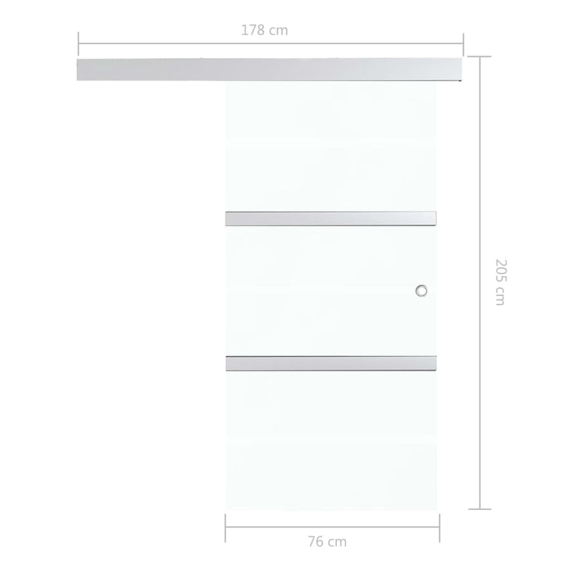 vidaXL ezüst ESG üveg és alumínium tolóajtó puha ütközőkkel 76x205 cm